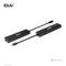 Deux hubs USB-C noirs avec le logo de Club 3D. Celui du haut montre le dessus, celui du bas présente les ports : HDMI, ports USB et Ethernet.
