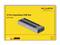 Hub SuperSpeed USB 10 ports DELOCK, illustré sur un carton jaune. Comprend 10 ports USB et un interrupteur, prenant en charge un transfert de données à 5 Gbps.