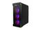 Un boîtier PC noir avec trois ventilateurs lumineux aux couleurs vives sur la façade, idéal pour les configurations de gaming.