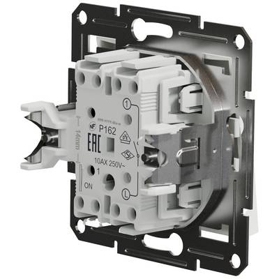Un interrupteur électrique avec étiquettes et bornes, monté sur une plaque métallique, adapté pour 10AX 250V.