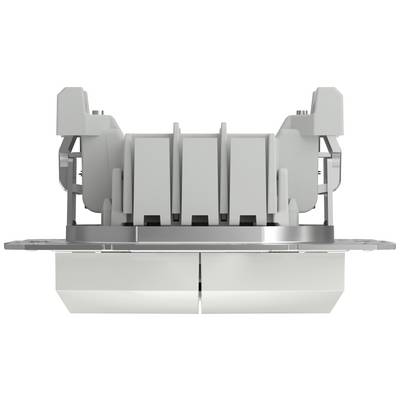 Module d'interrupteur à double bouton-poussoir, vue latérale. Présente deux boutons soutenus par un support central.