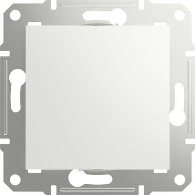 Un interrupteur carré avec un bouton blanc, monté dans un cadre métallique ; adapté aux espaces de vie modernes.