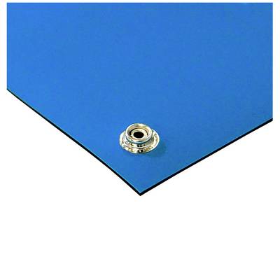 Partie d'angle de bannière bleue avec un œillet métallique rond pour la fixation.