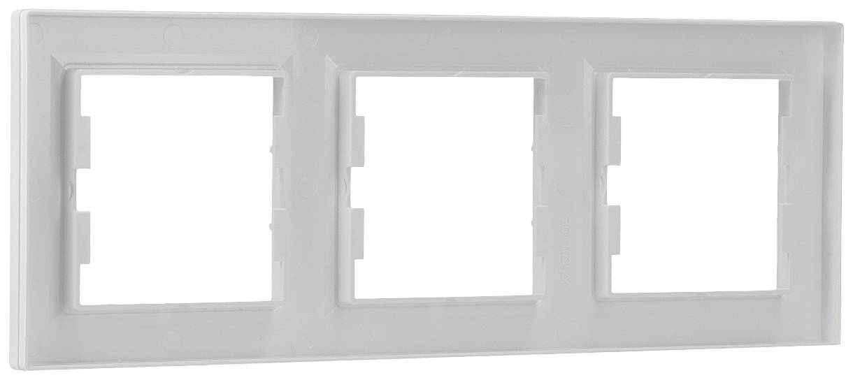 Cadre triple en plastique blanc, adapté pour interrupteurs ou prises électriques.