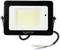 Projecteur LED d'extérieur Sygonix, design rectangulaire, cadre noir, fils apparents sur la face inférieure.