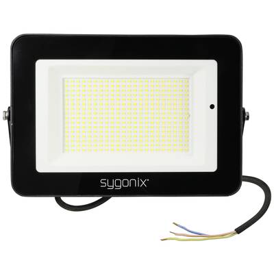 Projecteur LED de Sygonix avec cadre noir, forme rectangulaire et couverture en verre texturée. Idéal pour l'éclairage extérieur.