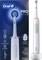 Brosse à dents électrique Oral-B Pro 3 avec tête rotative et trois modes de nettoyage. Emballage et brosse à dents illustrés.