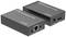 Deux émetteurs noirs HDBaseT portant les inscriptions 'DIGITUS' et 'Ensemble d'extenseur HDMI IP - Full HD', avec des connexions LAN et HDMI.