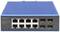 Un commutateur industriel bleu Gigabit Ethernet PoE à 8+4 ports de la marque 'Digitus' avec plusieurs ports Ethernet et interfaces à fibre optique.