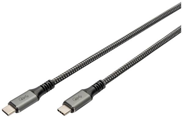 Digitus Câble USB-C  USB4™ USB-C® mâle 1.00 m noir blindage par tresse, blindé, résiste aux déchirures, rond, 8K UHD DB-300443-010-S