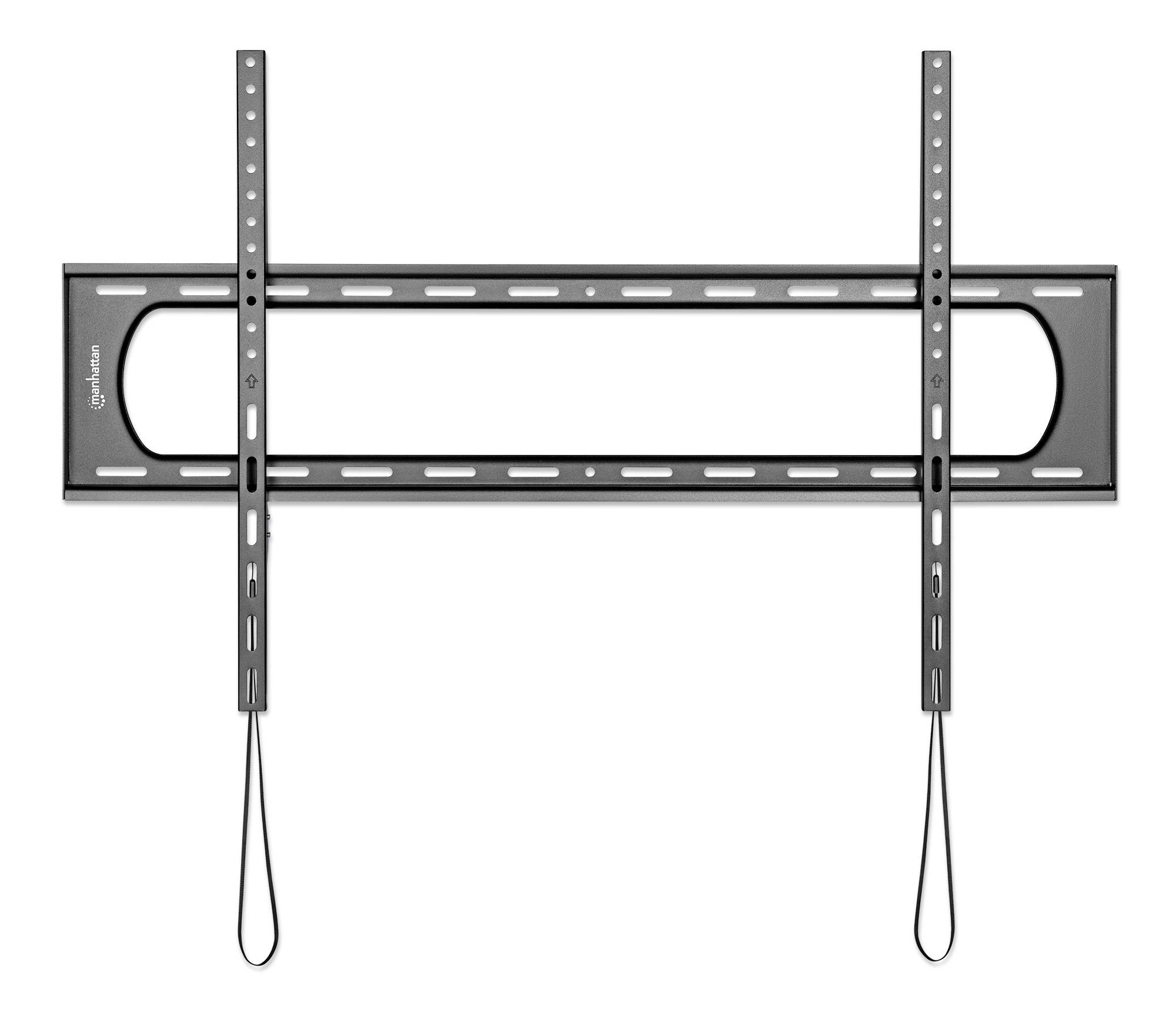 Support mural pour téléviseur à écran plat, fabriqué en métal avec des trous oblongs permettant un ajustement flexible.