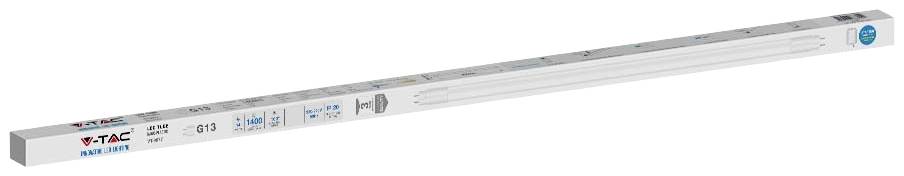 Tube LED de V-TAC, blanc, 18 watts, longueur 120 cm, compatible avec les supports G13. Économe en énergie, idéal pour l'éclairage intérieur.