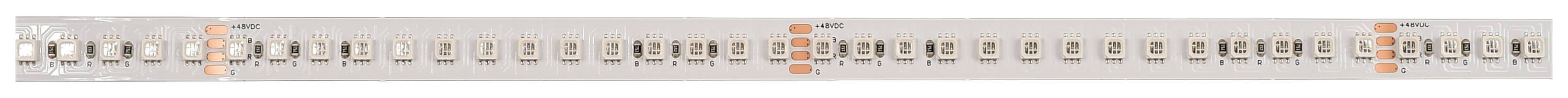 'Bande lumineuse avec des perforations rectangulaires et des marquages orange, probablement un composant d'un dispositif électronique.'
