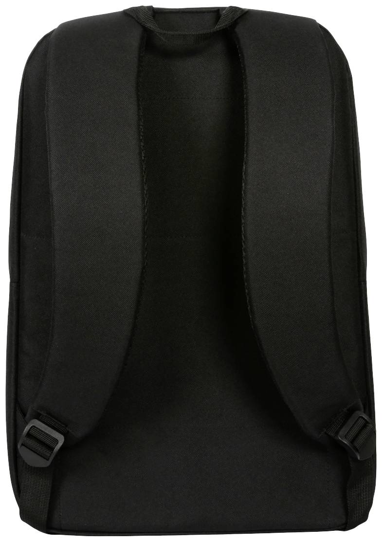 Sac à dos noir avec deux sangles d'épaule rembourrées.