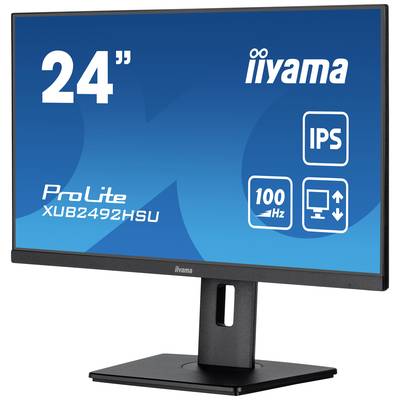 Un écran d'ordinateur de la marque iiyama, modèle ProLite XUB2492HSU, 24 pouces, avec technologie IPS et taux de rafraîchissement de 100 Hz.