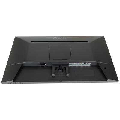 Vue arrière d'un moniteur noir avec différentes options de connexion, incluant des ports HDMI et DisplayPort.