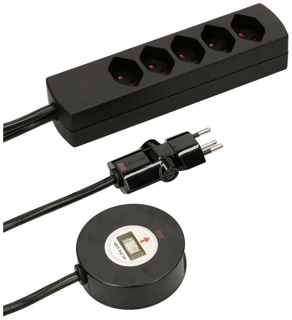 Bloc multiprise avec interrupteur Max Hauri 167098  noir fiche CH 1 pc(s)
