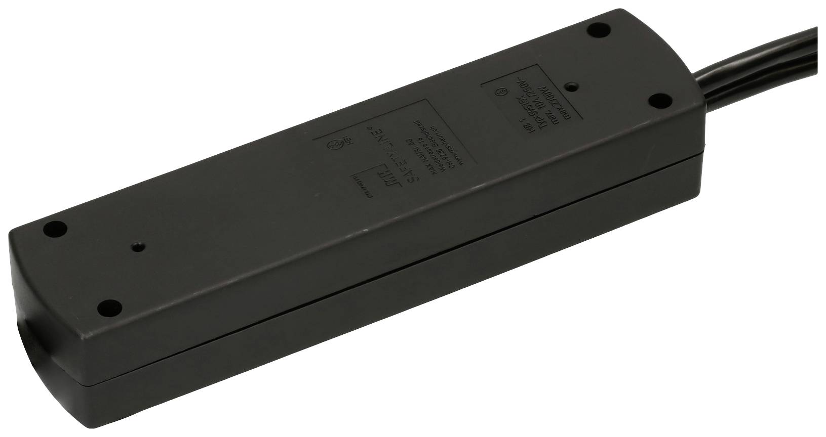 Un appareil électronique noir rectangulaire avec des câbles à une extrémité, probablement un transformateur ou un adaptateur pour appareils électroniques.