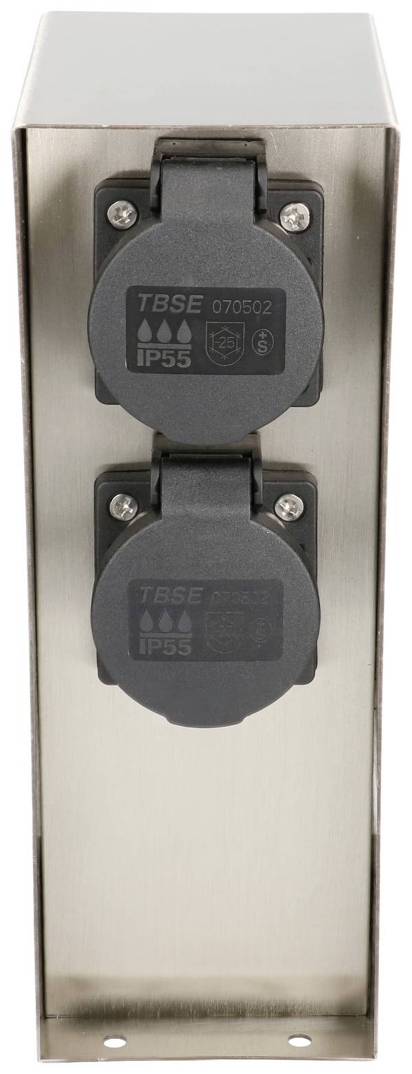 Max Hauri 169609 Prise de jardin avec minuterie   acier inoxydable avec couvercle