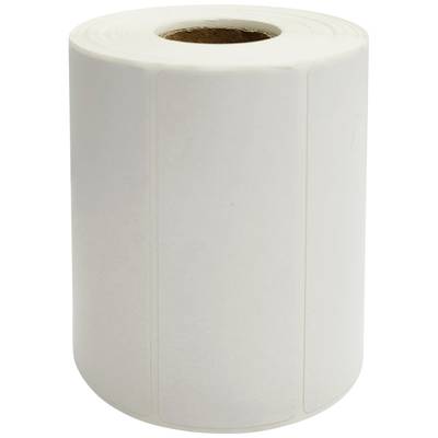 Rouleau d'étiquettes en papier blanc, multiperforation pour impression d'autocollants. Adapté aux imprimantes d'étiquettes ou aux étiqueteuses.