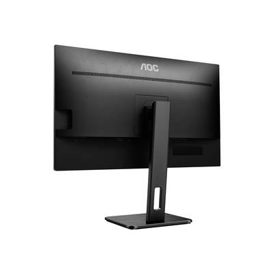 Le moniteur affiche un dos noir avec le logo 'AOC' en haut et un socle stable. Il est conçu de manière minimaliste.