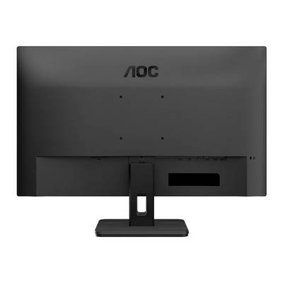 Dos d'un moniteur d'ordinateur noir de marque AOC, posé sur un socle rectangulaire.