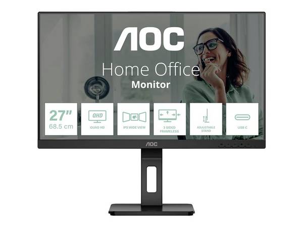 Moniteur LED AOC Pro-Line Q27P3CV  CEE F (A - G) 68.6 cm 27 pouces  2560 x 1440 pixels 16:9 4 ms HDMI™, DisplayPort, prise casque, USB, USB-C® 3.2, RJ45 IPS LED