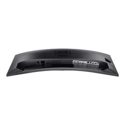 Vue arrière d'un moniteur incurvé avec différentes connexions, dont HDMI, USB et alimentation électrique.