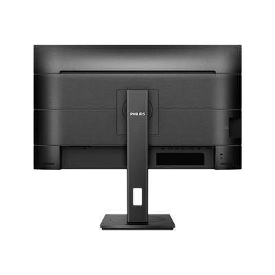 Un moniteur d'ordinateur noir de Philips, vu de dos, montrant le socle et les ports.