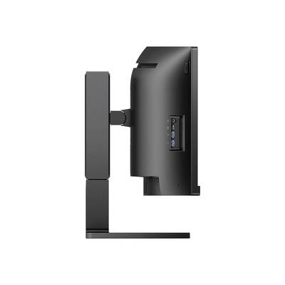 Vue latérale d'un moniteur d'ordinateur noir avec plusieurs ports USB à l'arrière.