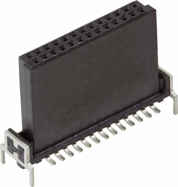 Un connecteur électronique noir à 20 broches, adapté pour la connexion de cartes de circuit imprimé.