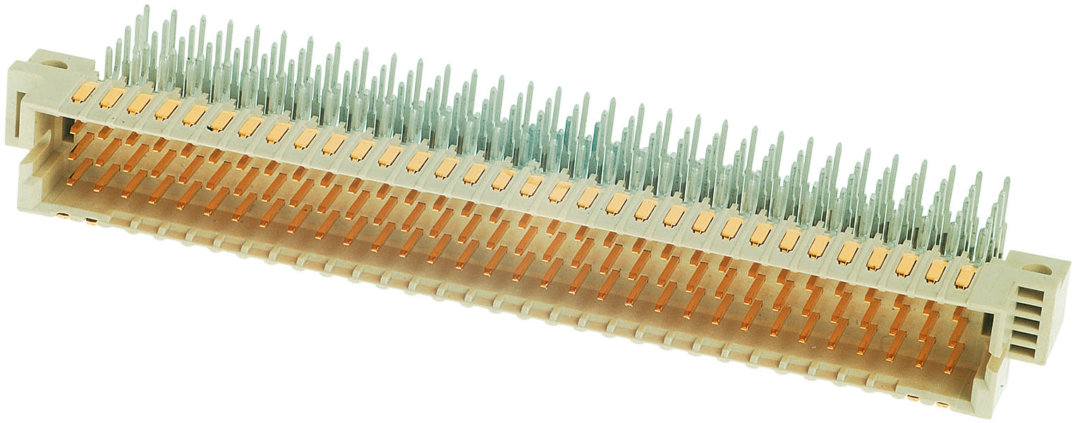 Un connecteur électronique à broches métalliques multiples et surfaces de contact pour la connexion de composants électroniques.