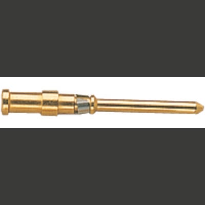 Un connecteur cylindrique doré avec un embout conique, couramment utilisé dans les appareils électroniques pour des connexions précises.