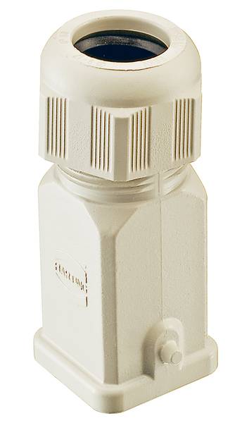 Raccord de câble en plastique blanc avec une bague de serrage striée et une base carrée. Principalement utilisé pour la fixation des câbles.