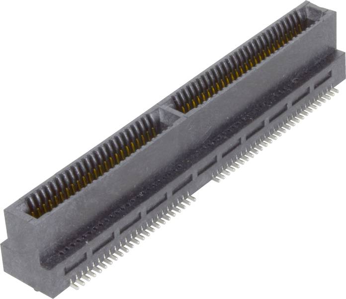 Un connecteur électrique noir avec de nombreuses broches métalliques, adapté au câblage de dispositifs électroniques et aux connexions de cartes de circuits imprimés.