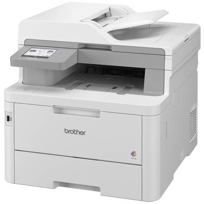 Un imprimante multifonction blanc avec un panneau de commande tactile et un bac à papier. Le nom de marque 'brother' est visible sur l'avant de l'appareil.