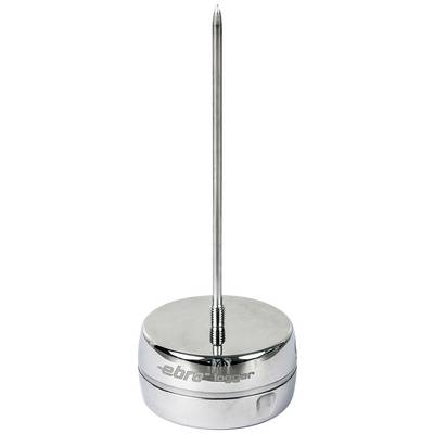 Un thermomètre métallique à sonde longue et pointue, adapté à la mesure de température dans les aliments ou les liquides.