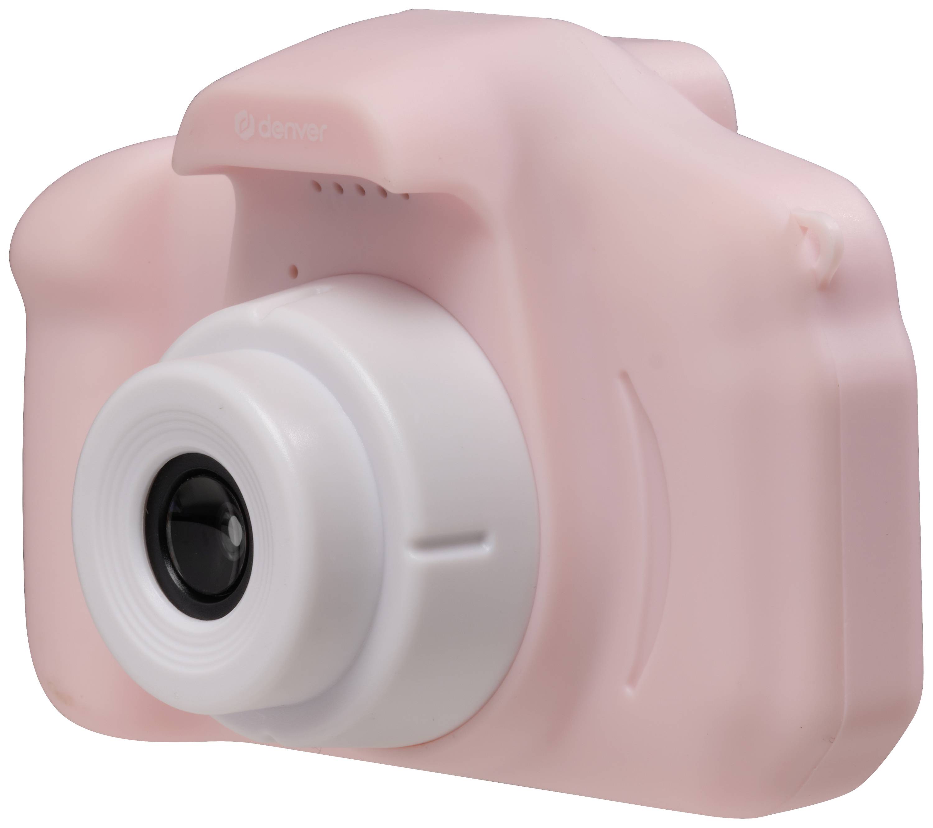 Un appareil photo rose au design épuré et aux angles arrondis, idéal pour une photographie simple.