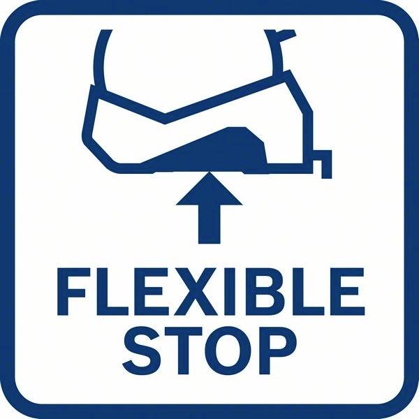 Panneau de 'Flexible Stop' avec une flèche pointant vers le haut sur un viseur stylisé.