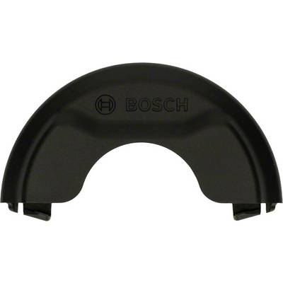 Un attrape-poussière noir Bosch pour outils de bricolage, semi-circulaire avec une découpe centrale, est utilisé pour l'aspiration de la poussière.