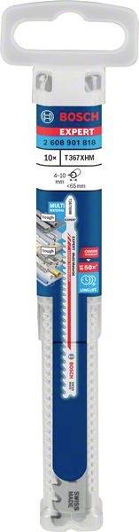 'Lot de lames de scie : Bosch Expert, Type T367XHM, pour bois et métal ; 3 pcs, robuste pour coupes exigeantes.'