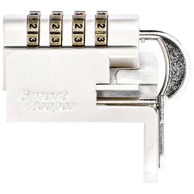 Cadenas métallique avec mécanisme à code numérique, combinaison à quatre chiffres '3-2-1-3', logo 'Smart Keeper' gravé sur la surface.