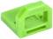 Bouchon en plastique vert avec ouverture rectangulaire et partie supérieure arrondie, utilisé comme protection pour les ports USB.