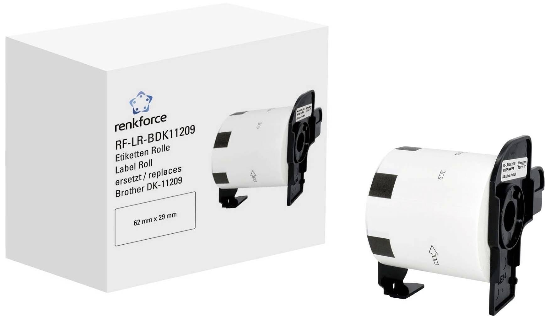Renkforce Rouleau d'étiquettes compatible remplace Brother DK-11209 62 x 29 mm papier blanc 800 pc(s) standard Etiquette