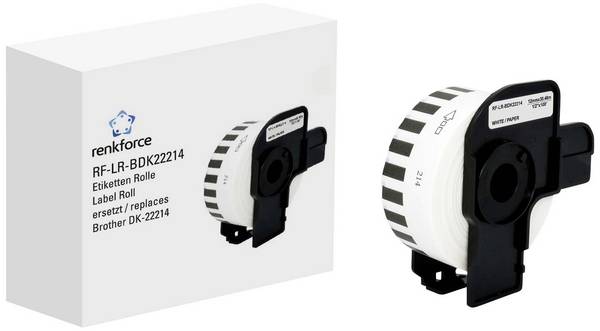 Renkforce Ruban à étiquettes compatible remplace Brother DK-22214 12 mm x 30.48 m papier blanc 30.48 m standard Etiquette universelles RF-6027528