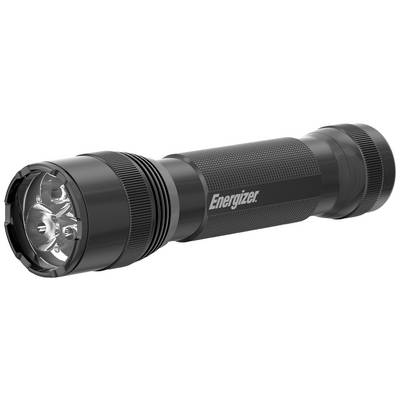 Une lampe de poche noire portant l'inscription 'Energizer' le long du manche. Elle possède plusieurs LED dans sa tête.