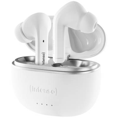 Écouteurs blancs sans fil intra-auriculaires dans un boîtier de charge ouvert.