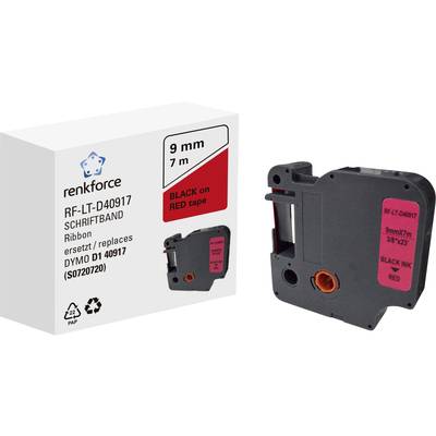 Ruban d'étiquettes 'Noir sur Rouge', Renkforce Modèle RF-LT-D40917, compatible avec DYMO D1 40917, largeur 9 mm, longueur 7 m.