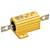 Petit résistance électronique dorée avec deux pattes de connexion. Le texte en haut contient les spécifications techniques.