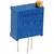 Un potentiomètre trimmer bleu rectangulaire avec trois pattes métalliques et une tête de vis dorée, portant l'inscription 'Suntan 3296'.